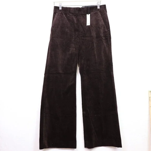 BANANA REPUBLIC Brown Corduroy Wide Leg Trousers 8 Petite - Picture 1 of 11